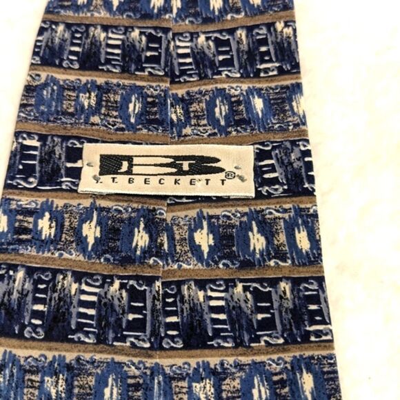 Vintage Men's 100% Italian Silk Tie Abstract Motif by JT Beckett - Picture 5 of 11